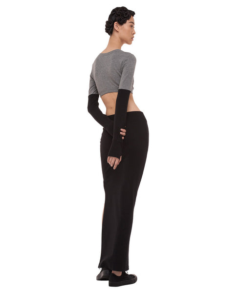 SPLICED LONG SLEEVE MIDRIFF TOP