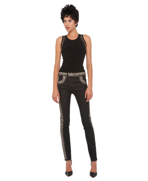 DIAGONAL JEAN WITH SAFETY PINS