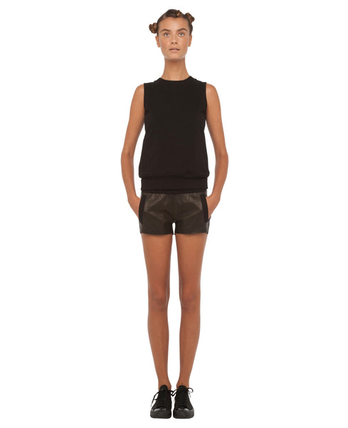 LEATHER JOG SHORT