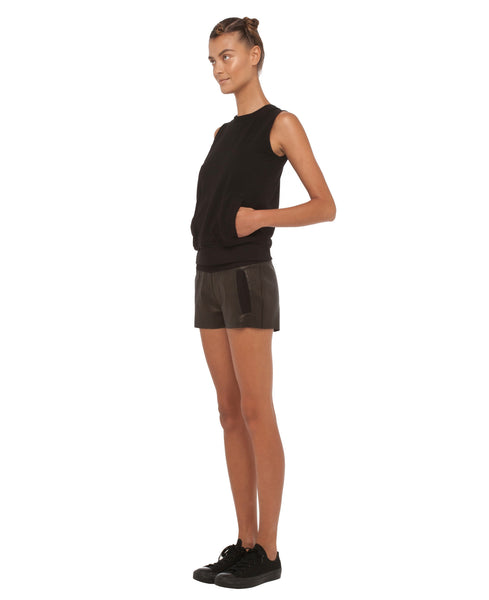 LEATHER JOG SHORT